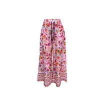Fashionable Bohemian Print Casual Pants For Women Spring Summer New Arrival Vacation Style Elastic Micro Stretch Four Way Fabric main image 2