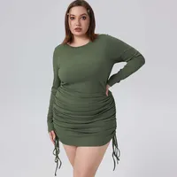 Autumn And Winter New Foreign Trade   Plus Size Women's Clothes Simple Elegant Dress Round Neck Pullover Skirt main image 1