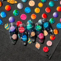Colorful Planet Sun Cosmopolitan Star Elements Rich Vibrant Colors Romantic Style Suitable For Personal DIY And Nail Salon Use main image 6