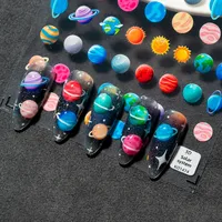 Colorful Planet Sun Cosmopolitan Star Elements Rich Vibrant Colors Romantic Style Suitable For Personal DIY And Nail Salon Use main image 5