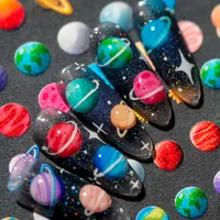 Colorful Planet Sun Cosmopolitan Star Elements Rich Vibrant Colors Romantic Style Suitable For Personal DIY And Nail Salon Use main image 8