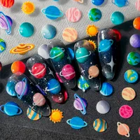 Colorful Planet Sun Cosmopolitan Star Elements Rich Vibrant Colors Romantic Style Suitable For Personal DIY And Nail Salon Use main image 3