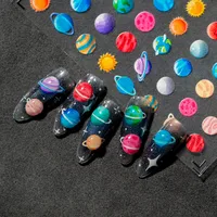 Colorful Planet Sun Cosmopolitan Star Elements Rich Vibrant Colors Romantic Style Suitable For Personal DIY And Nail Salon Use main image 7