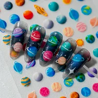 Colorful Planet Sun Cosmopolitan Star Elements Rich Vibrant Colors Romantic Style Suitable For Personal DIY And Nail Salon Use main image 9