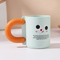 Creative Cute Plastic Toothbrush Cup High Aesthetic Value Home Use Children Couple Cartoon Cups Mouth Rinse Drinking Glasses sku image 1