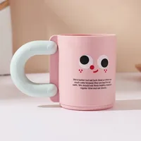 Creative Cute Plastic Toothbrush Cup High Aesthetic Value Home Use Children Couple Cartoon Cups Mouth Rinse Drinking Glasses sku image 2