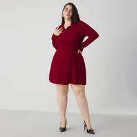 International Station  Women's Clothing Adult Lady Like Woman Commute Style Red Dress Autumn And Winter Fashion All-Matching A- Line Skirt main image 3