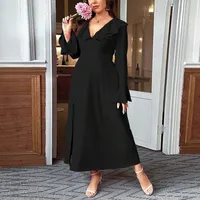 Women's Clothing Elegant Intellectual Style Dress Autumn And Winter Ruffled Flare Sleeve High Waist Midi Skirt sku image 3