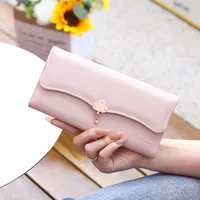 Wallet Women's High Sense  New Women's Three Folding Coin Purse Card Holder Girl Heart Student Long Wallet main image 2