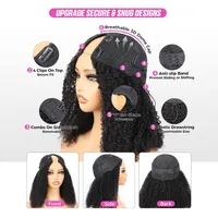 Wig Real Human Hair Natural Color V-Shaped Glueless Wig With Elastic Drawstring Small Curling Iron Set Human Wig main image 5