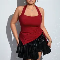 TK International Station  Plus Size Women's Clothing  Sweet And Spicy Style T-shirt Spring And Summer New Sexy Halter Sleeveless Top main image 1