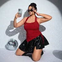 TK International Station  Plus Size Women's Clothing  Sweet And Spicy Style T-shirt Spring And Summer New Sexy Halter Sleeveless Top main image 3