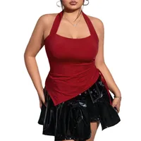 TK International Station  Plus Size Women's Clothing  Sweet And Spicy Style T-shirt Spring And Summer New Sexy Halter Sleeveless Top main image 5