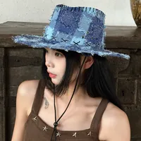 Sweet Cool Western Cowboy Hat For Women Spring Autumn Vintage Furry Knight Hat Outdoor Camping Holiday Sunshade Jazz Style main image 2