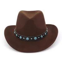 Tibetan Style Men's Women's Couple Jazz Hats Western Cowboy Bowler Hats National Minority Fashionable Winter Spring Summer Autumn sku image 3