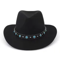 Tibetan Style Men's Women's Couple Jazz Hats Western Cowboy Bowler Hats National Minority Fashionable Winter Spring Summer Autumn sku image 1