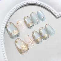 925 Sterling Silver Plated 3D Cat's Eye Pearl Fragments Diamond Fragments Ins Style Removable Wearable Nail Art 24 Pieces main image 3