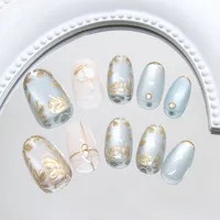 925 Sterling Silver Plated 3D Cat's Eye Pearl Fragments Diamond Fragments Ins Style Removable Wearable Nail Art 24 Pieces main image 4