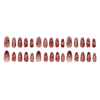 3D Cat Eye Heart-Shaped Cherry Hollow Bow French Style Removable Wearable Fake Nails Glue 30 Pieces Suit main image 5