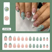 Detachable 3D Shell Pattern Green Camellia Pearl French Style Nail Decoration Multifunctional  INS Fashion main image 2