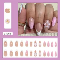 3D Gentle Carving Lily Gradient Pearl Wave White Enhanced Nail Art Multifunctional Removable French Style Glitter Sweet 24 Pieces main image 2