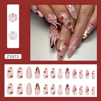 3D Detachable Bowknot Glitter Diamond Pearl Leopard Print Sexy Girl Nail Art Pieces Wearable Fake Nails 24 PCs Set sku image 1