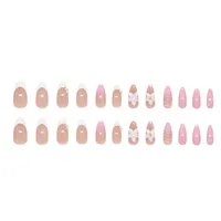 3D Gentle Carving Lily Gradient Pearl Wave White Enhanced Nail Art Multifunctional Removable French Style Glitter Sweet 24 Pieces main image 5
