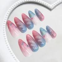 Blue Gradient Cat Eye 3D Wave Pressed Nail Ins Style Wearable Fake Nails 24 Pack Sweet Cool European Fashion main image 3