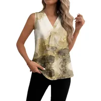 Summer New Fashion Sleeveless Floral Print Casual V-neck T-shirt Vest Women's Clothing European Style Comfortable Commuter Style main image 5