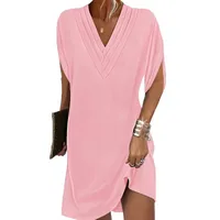 New Women's Spring Summer V-neck Pleated Batwing Sleeve Dress Elegant Commute City Style Knee-length Dress main image 5