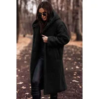 Wish2025 Autumn Winter Fashion Long Length Solid Color Long Sleeve Women's Woolen Coat Street Style High Street Loose Fit Coat main image 3