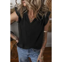 Summer 2025 Women's Pure Color Bell Sleeveless Top Loose V-neck Vest Fashionable Commuting Versatile Cotton Blend Casual Wear main image 1