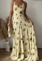 Women's Floral Print Strap Dress Fashionable Loose Autumn Long Sleeve Dress Elegant Short Sleeve Dress Casual Tropical Style main image 1