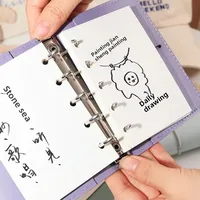 Portable Mini PU Leather Notebook M5 Ring Loose-Leaf Binder Pocket Size Travel Diary Book Handmade Brochure New Design Durable Cover main image 3