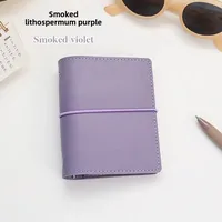 Portable Mini PU Leather Notebook M5 Ring Loose-Leaf Binder Pocket Size Travel Diary Book Handmade Brochure New Design Durable Cover sku image 2