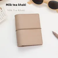 Portable Mini PU Leather Notebook M5 Ring Loose-Leaf Binder Pocket Size Travel Diary Book Handmade Brochure New Design Durable Cover sku image 4