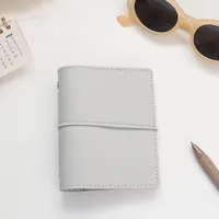 Portable Mini PU Leather Notebook M5 Ring Loose-Leaf Binder Pocket Size Travel Diary Book Handmade Brochure New Design Durable Cover sku image 8