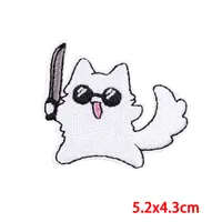 Cartoon Cat Embroidery Patch For Denim Jacket Cute Animal Theme Decorative Paster New Style Computer Embroidery Material sku image 4
