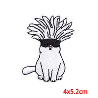 Cartoon Cat Embroidery Patch For Denim Jacket Cute Animal Theme Decorative Paster New Style Computer Embroidery Material sku image 2