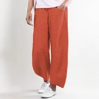 Fashion Solid Color Wide Leg Loose Casual Plus Size Women's Sweat Pants Mid-Waist Straight Cotton And Linen Blend main image 4