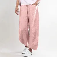 Fashion Solid Color Wide Leg Loose Casual Plus Size Women's Sweat Pants Mid-Waist Straight Cotton And Linen Blend main image 5