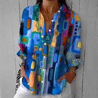 Elegant Long Sleeve Women's Shirt  New Printed Pattern  Fashion Women's Business Casual Shirt sku image 8