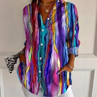 Elegant Long Sleeve Women's Shirt  New Printed Pattern  Fashion Women's Business Casual Shirt sku image 3