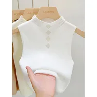 Half Turtleneck Knitted Lace Short Top Women's Underwear Coat Sleeveless T-shirt Strapless Short Top main image 3