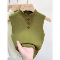 Half Turtleneck Knitted Lace Short Top Women's Underwear Coat Sleeveless T-shirt Strapless Short Top sku image 4