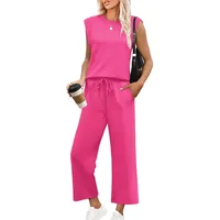 Casual Loose Sleeveless Round Neck Two-Piece Set For Women Fashion Casual Set Solid Color Commute Style With Pockets main image 2