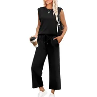 Casual Loose Sleeveless Round Neck Two-Piece Set For Women Fashion Casual Set Solid Color Commute Style With Pockets main image 3