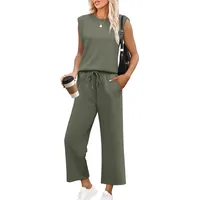 Casual Loose Sleeveless Round Neck Two-Piece Set For Women Fashion Casual Set Solid Color Commute Style With Pockets main image 4