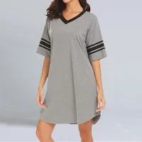 Fashion Colorblock Homewear V-neck Long Casual T-shirt Unisex Patchwork Street Style Polyester Short Sleeve T-shirt main image 2
