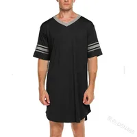 Fashion Colorblock Homewear V-neck Long Casual T-shirt Unisex Patchwork Street Style Polyester Short Sleeve T-shirt main image 5